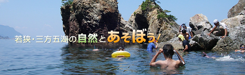 子どもたちが若狭湾で遊んでいる風景 若狭・三方五湖の自然と遊ぼう